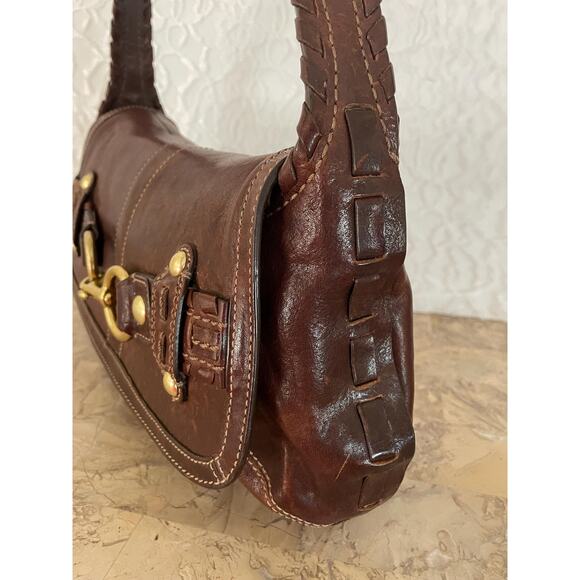 Coach Belted Ergo WhipStitch RARE Flap Shoulder Bag Brown Braided Hobo Handbag - Picture 5 of 10